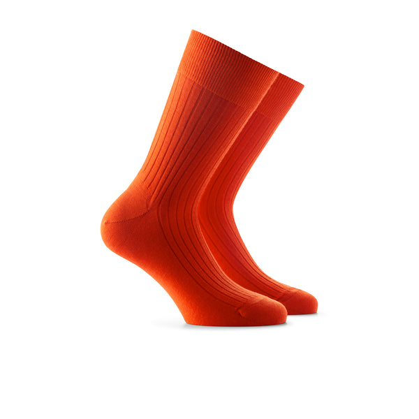 strapless open back dress Mid-Calf Mens Dress Socks - Jacquard Orange - 100% Organic Cotton